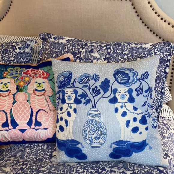 Pillow Cover - Staffordshire Dogs + Ginger Jar OR Tigers - Grandmillennial Decor - Picture 7 of 10